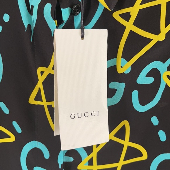 NEW Gucci Ghost 2016 silk button down top - Picture 7 of 11